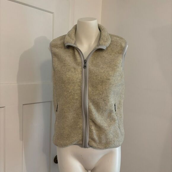 Eddie Bauer size Petite Small Neutral Light Grey Fleece Vest - Picture 3 of 7
